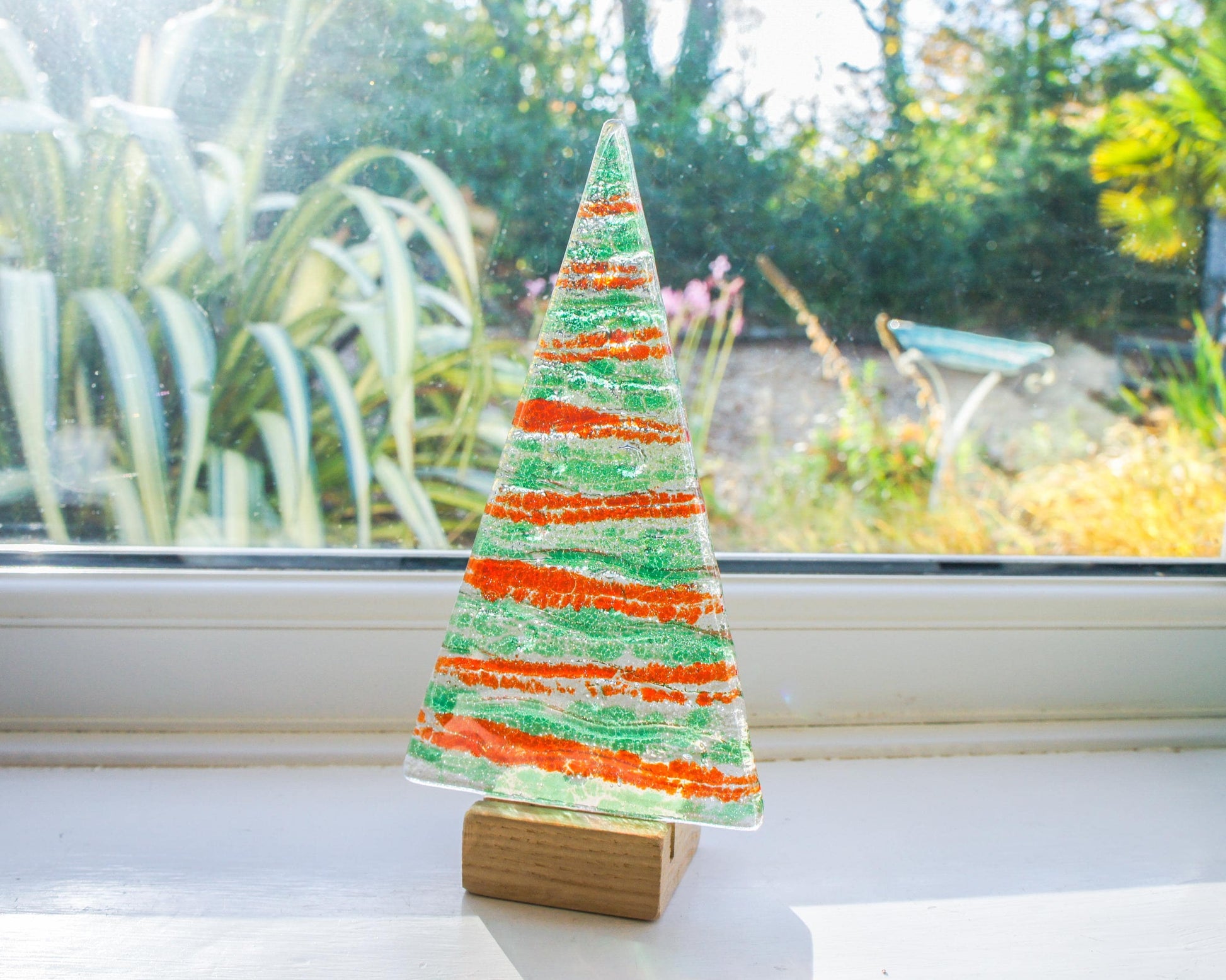 red green fused glass christmas decoration, glass christmas, glass christmas, glass christmas tree glass christmas ornament