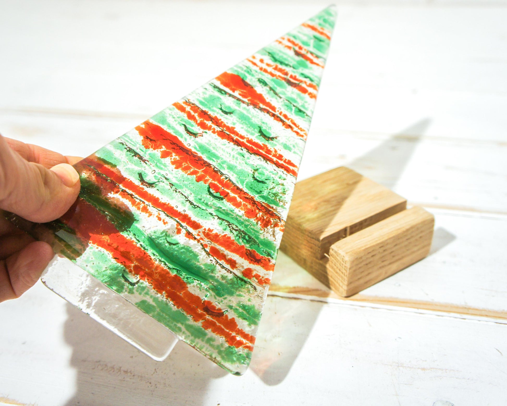red green fused glass christmas decoration, glass christmas, glass christmas, glass christmas tree glass christmas ornament