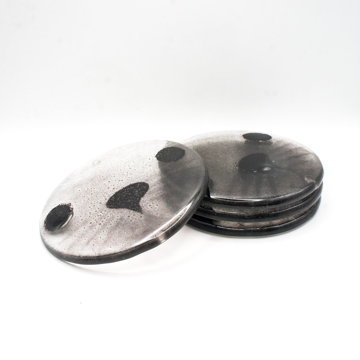 seal fused glass coaster
round coaster
handmade coaster seal
tile coaster seal face
house warming gift
beach house decor
black grey coaster
gift for her
handmade glass
sea glass art
coffee table decor
nautical decor
set of 4 round coasters