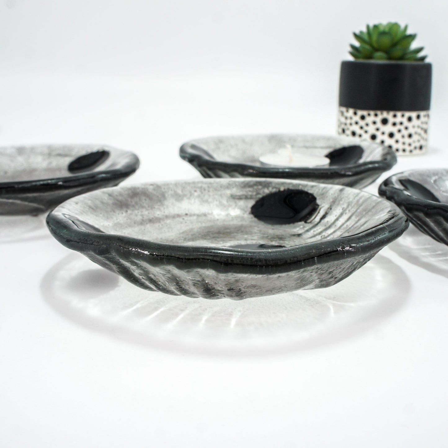 Seal Glass Trinket Dish 12.5cm(5"), fused glass ring holder, ring dish, jewelry bowl, earring holder, tea light gift for her, seal gift