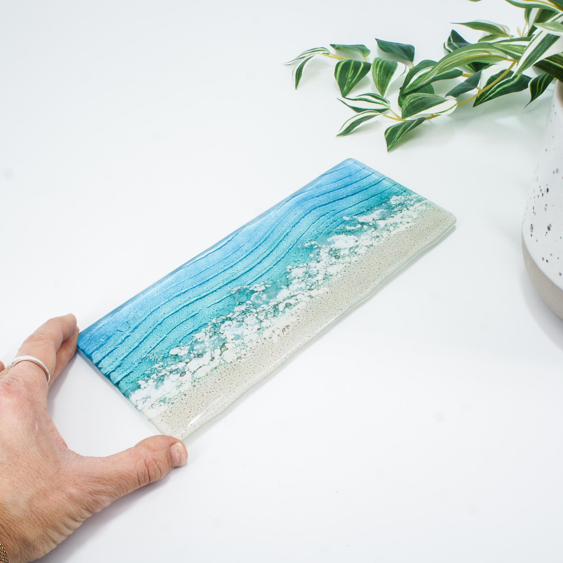 office accessory
tea light stand
fused glass candle
candle display
coastal handmade
tea light tray
gift for her
teal candle stand
blue candle holder
christmas gifts
coastal home present
turquoise home gift