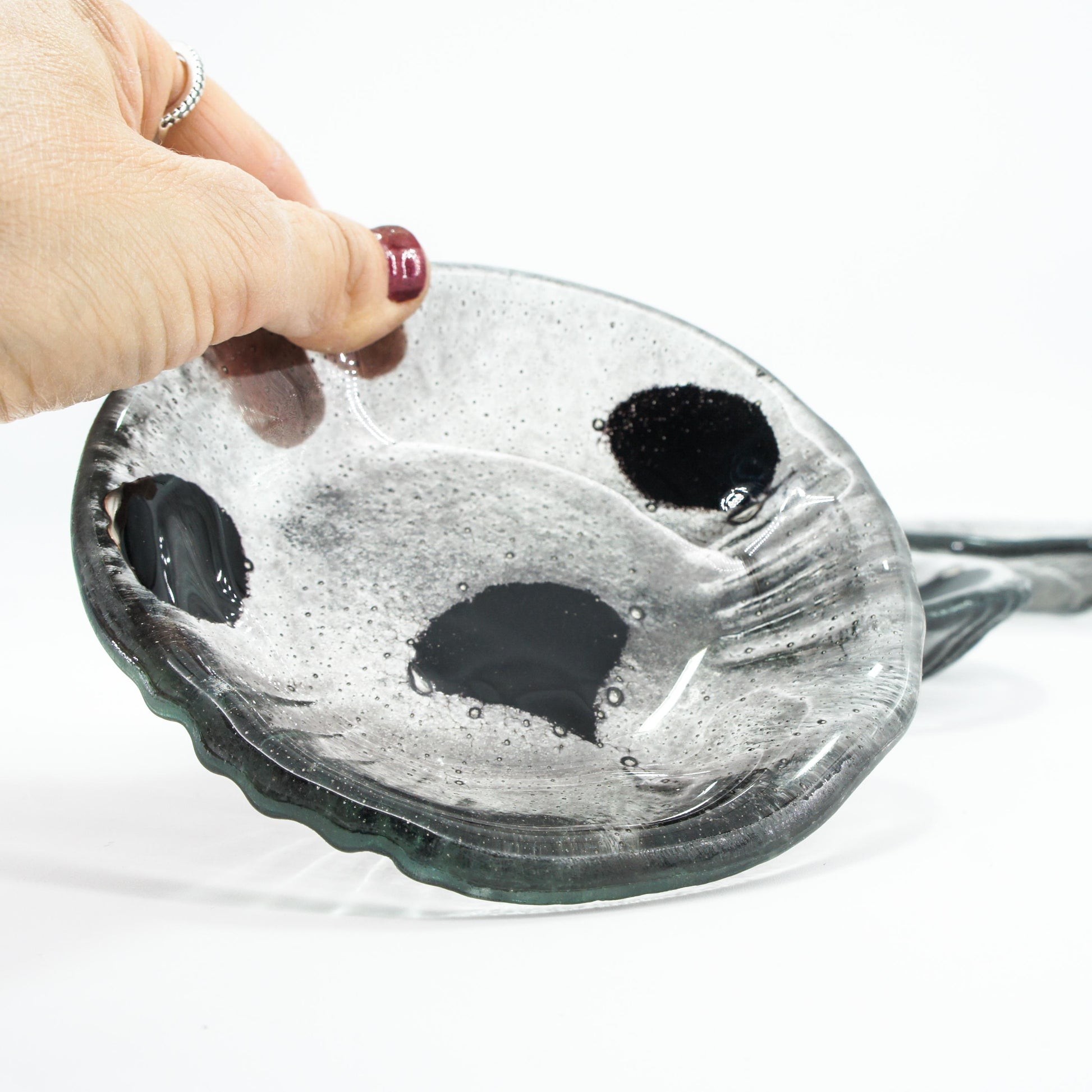 Seal Glass Trinket Dish 12.5cm(5"), fused glass ring holder, ring dish, jewelry bowl, earring holder, tea light gift for her, seal gift