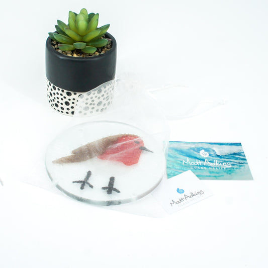round coaster
red robin coaster
bird coaster
fused glass coaster
single coaster
coffee table decor
sea glass art
hostess gift
teenage girl gift
mental health gift
house warming gift
gifts for wife
new home gift
gift for friends