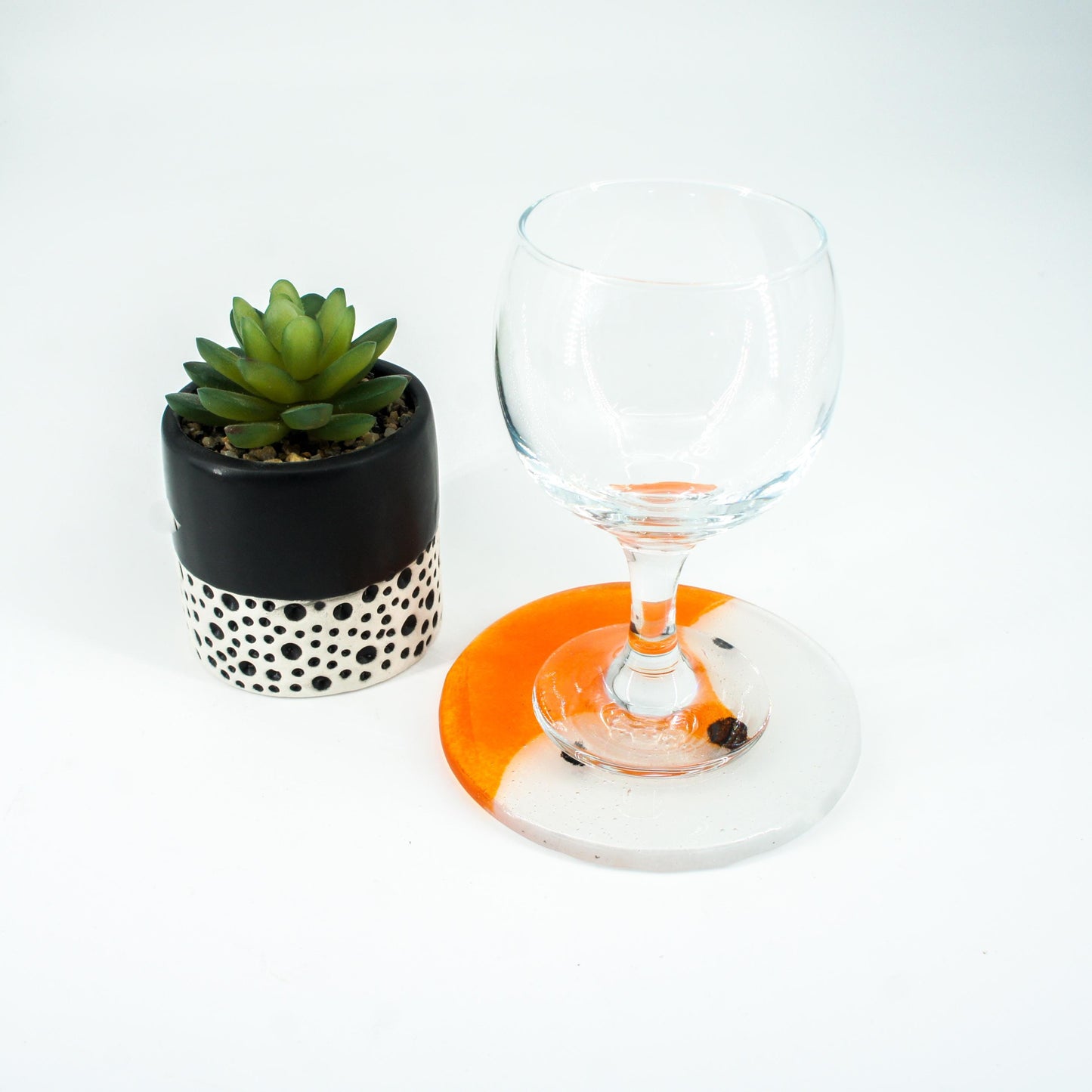 set of 2 round fox face fused glass coasters with white ribbon, Set of 2 Fox Fused Glass Round Coasters 11cm(4 1/3"), fox round coaster orange & white, sea glass art, fox coaster