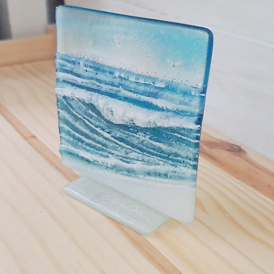 Wave Small Suncatcher Fused Glass Art 12cm