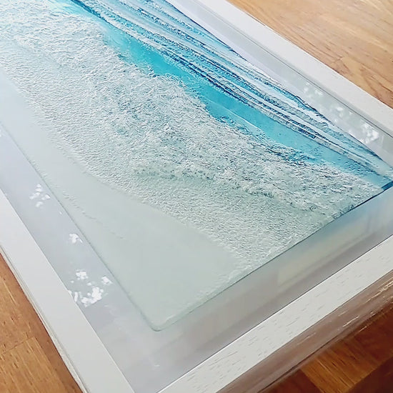 Large Wave Landscape Frame Fused Glass Wall Art
