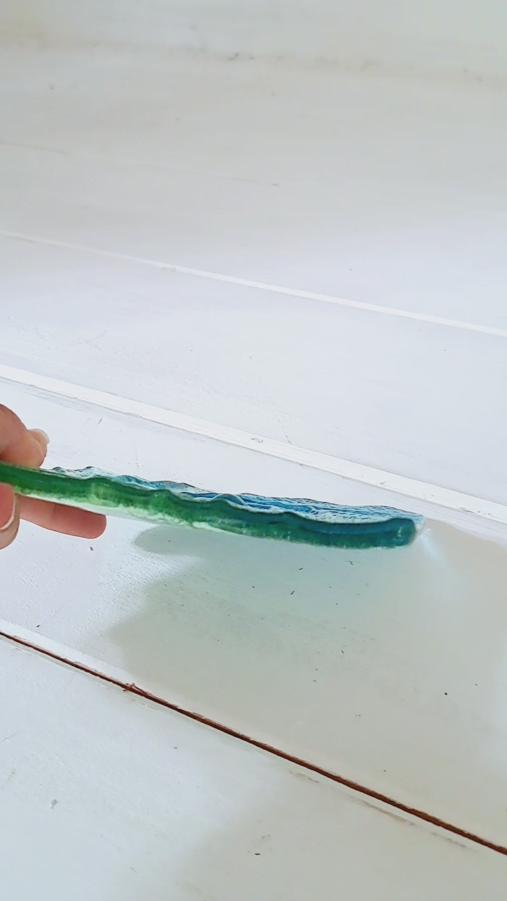 teal and lime green handmade soap dish