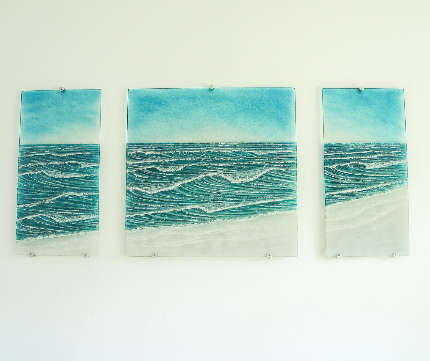 Large Triptych Wave Wall Panels - Left&Right 30x60cm (12x24")/Middle 60x60cm (24x24") with 9 fixings