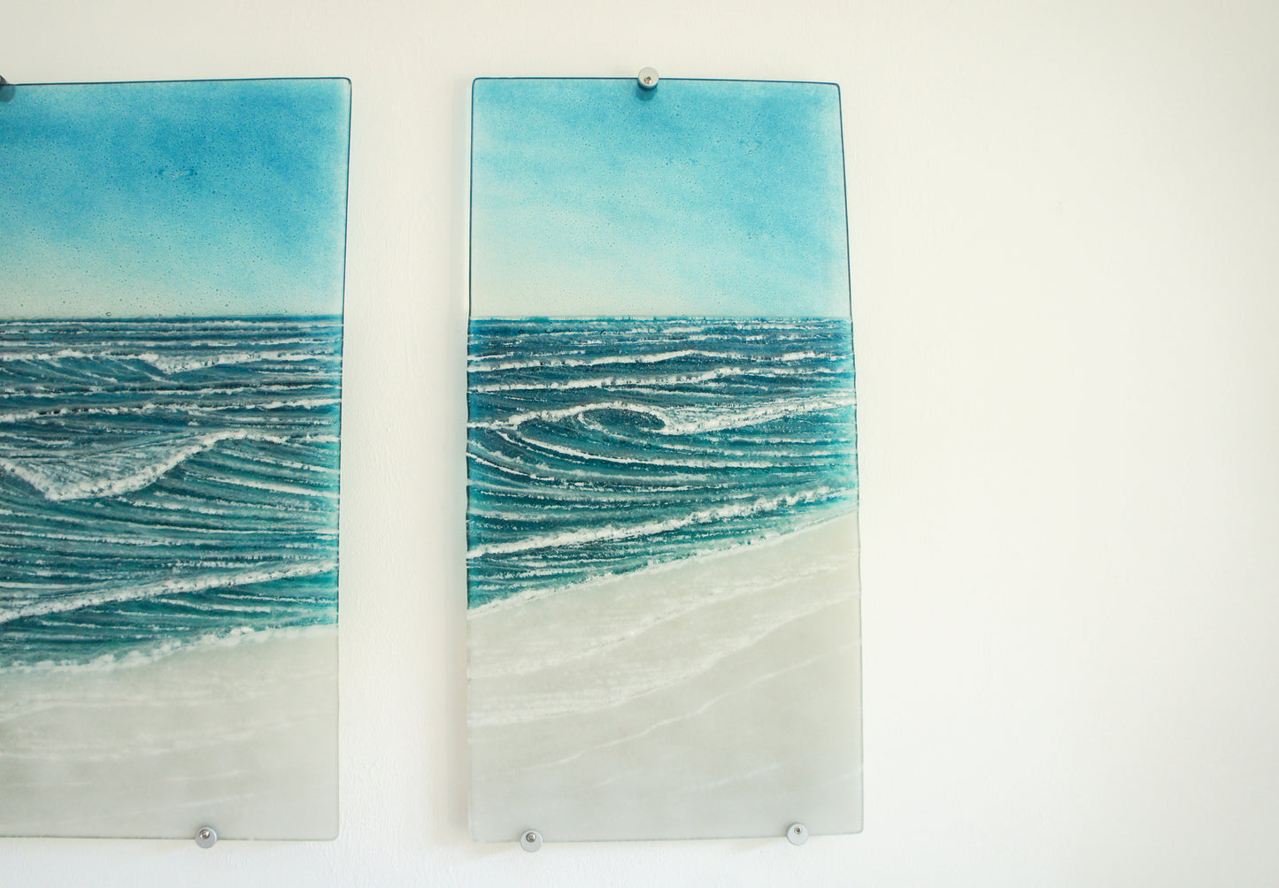 Large Triptych Wave Wall Panels - Left&Right 30x60cm (12x24")/Middle 60x60cm (24x24") with 9 fixings