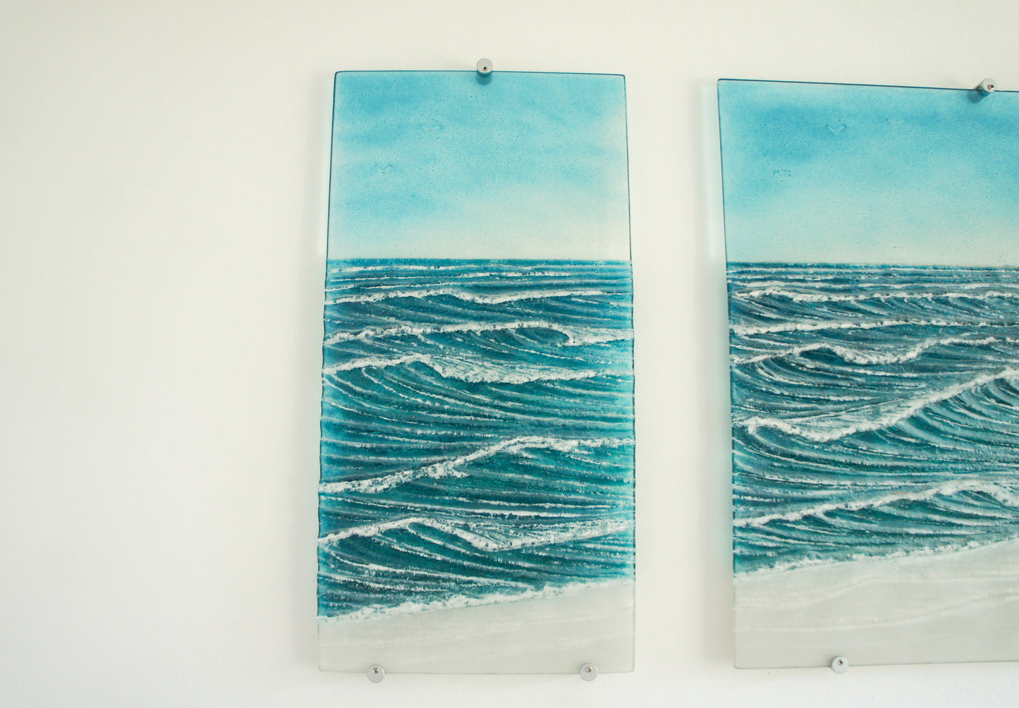 Large Triptych Wave Wall Panels - Left&Right 30x60cm (12x24")/Middle 60x60cm (24x24") with 9 fixings