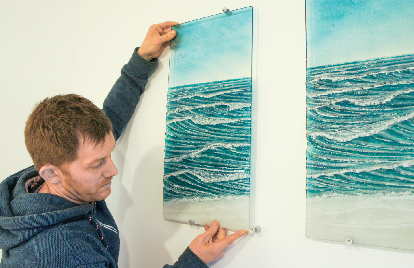 Large Triptych Wave Wall Panels - Left&Right 30x60cm (12x24")/Middle 60x60cm (24x24") with 9 fixings