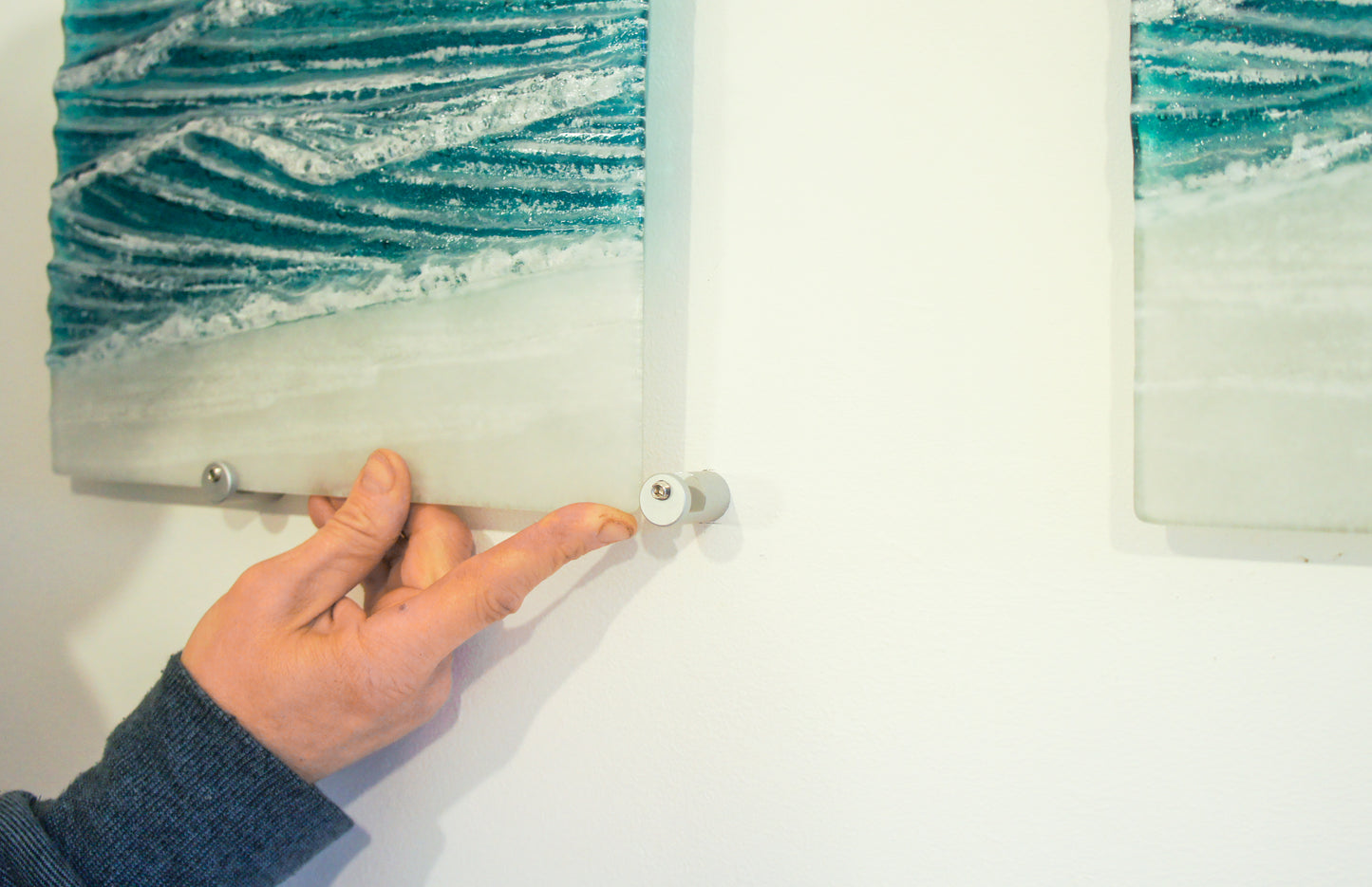 Large Triptych Wave Wall Panels - Left&Right 30x60cm (12x24")/Middle 60x60cm (24x24") with 9 fixings