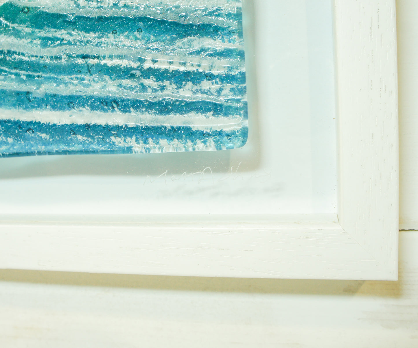 panoramic glass wall art wave teal blue sunrise