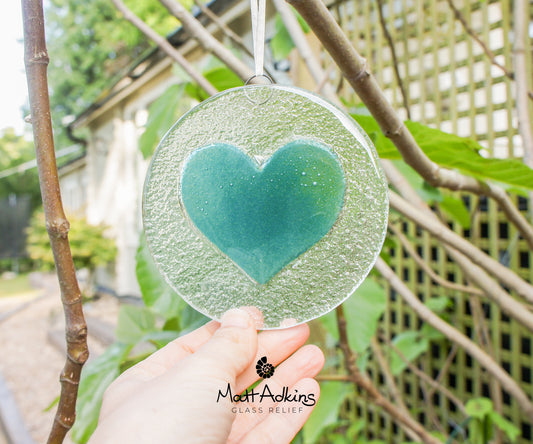 Turquoise Heart Suncatcher - 12cm(5")