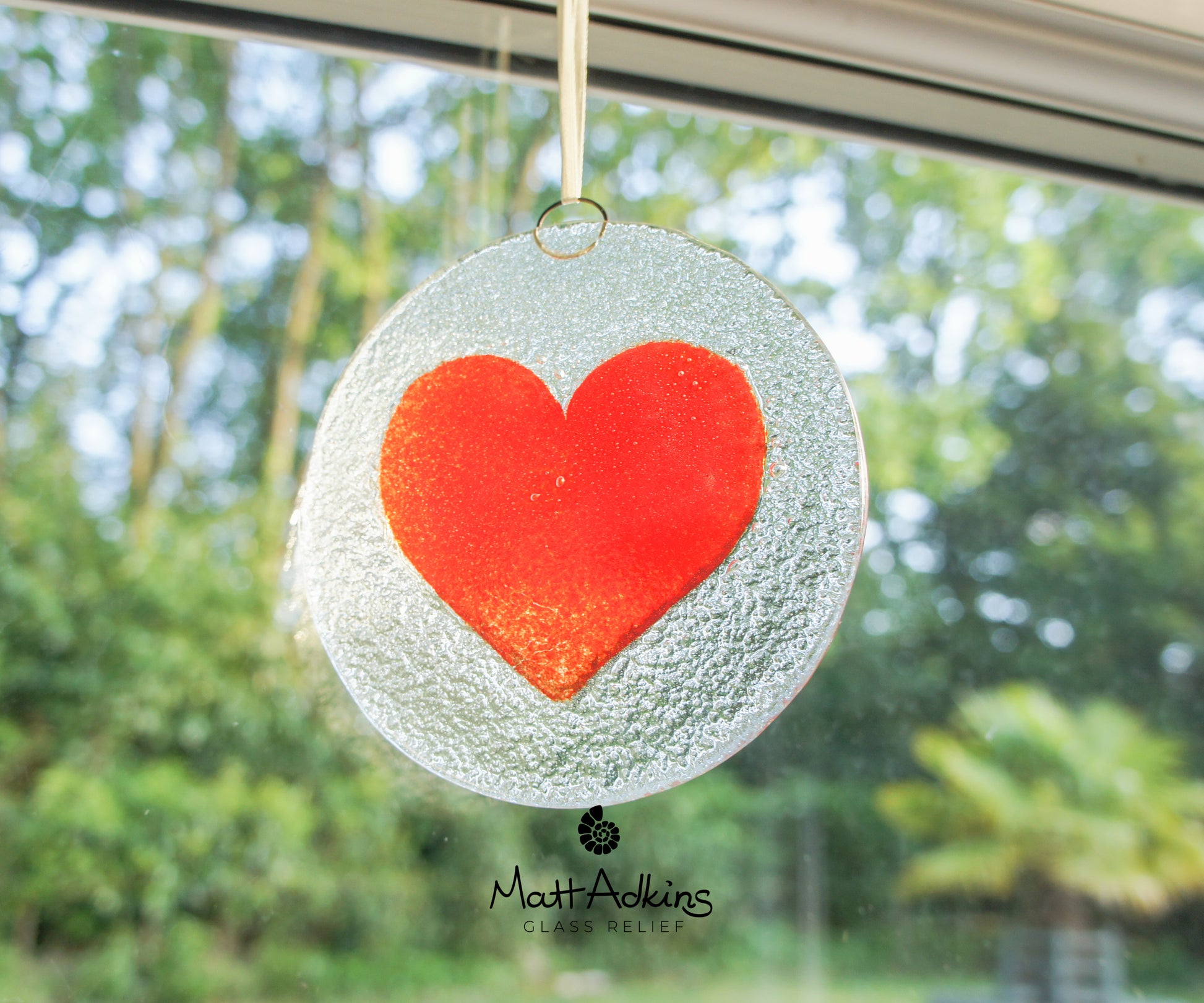 red heart window decor