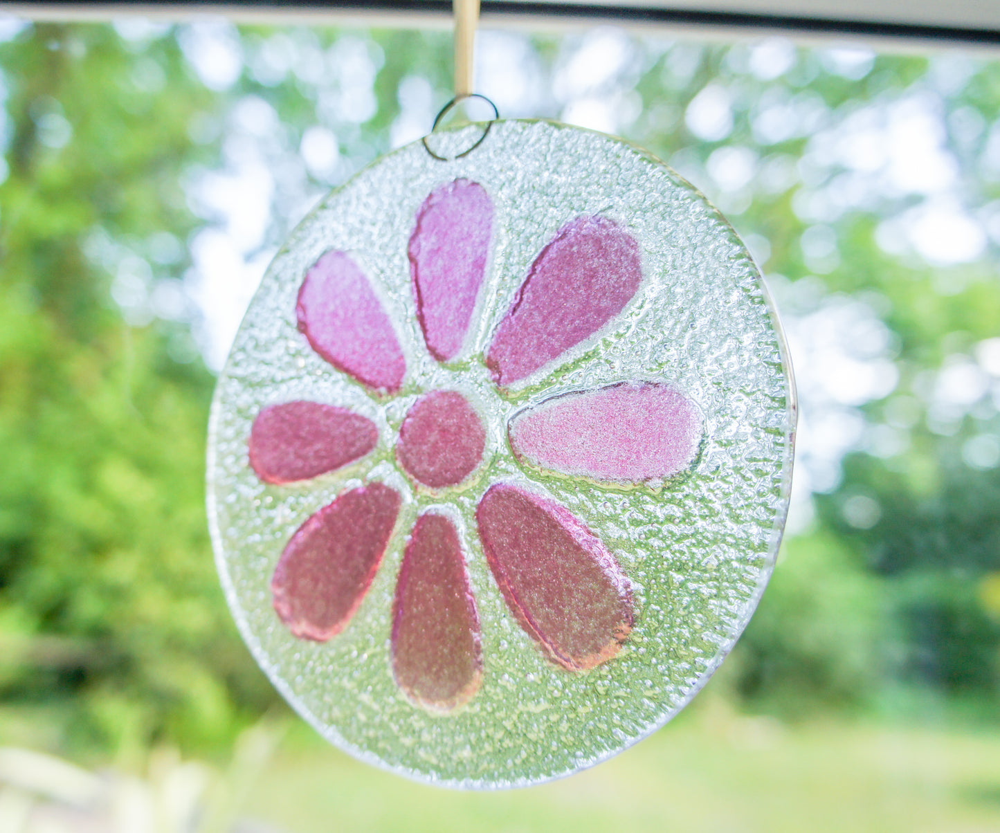 Cherry Daisy Glass Window Hanging Suncatcher - 12cm(5")