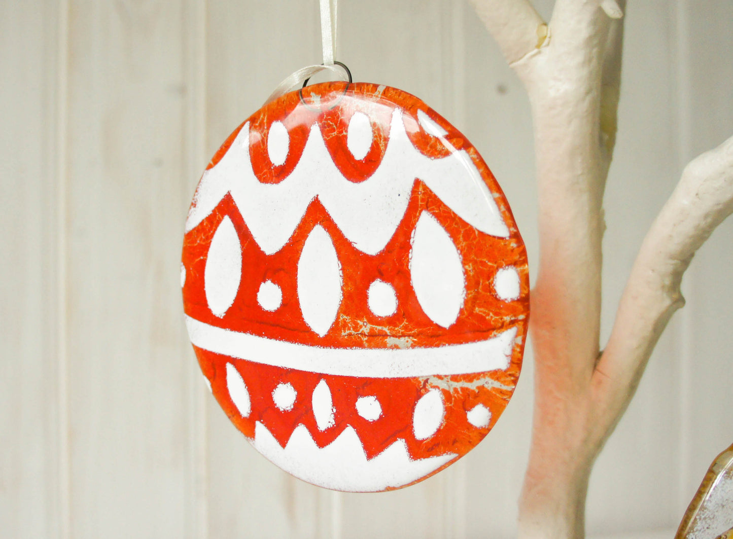 Norwegian Red Glass  Bauble - 12cm(5") - with an organza bag