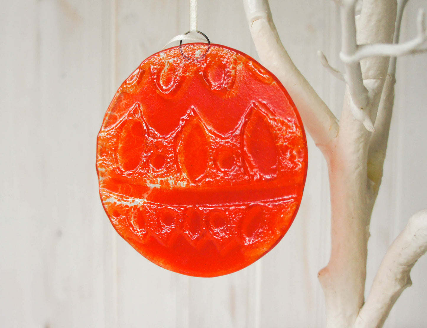 Norwegian Red Glass  Bauble - 12cm(5") - with an organza bag