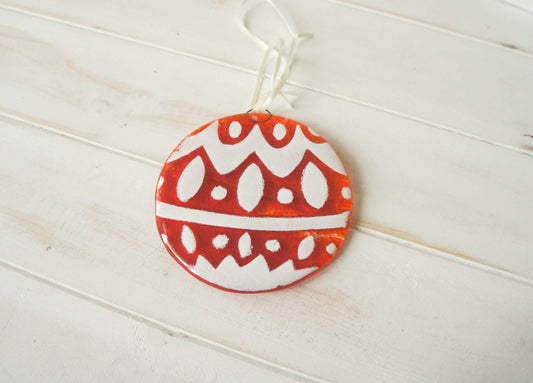 Norwegian Red Glass  Bauble - 12cm(5") - with an organza bag
