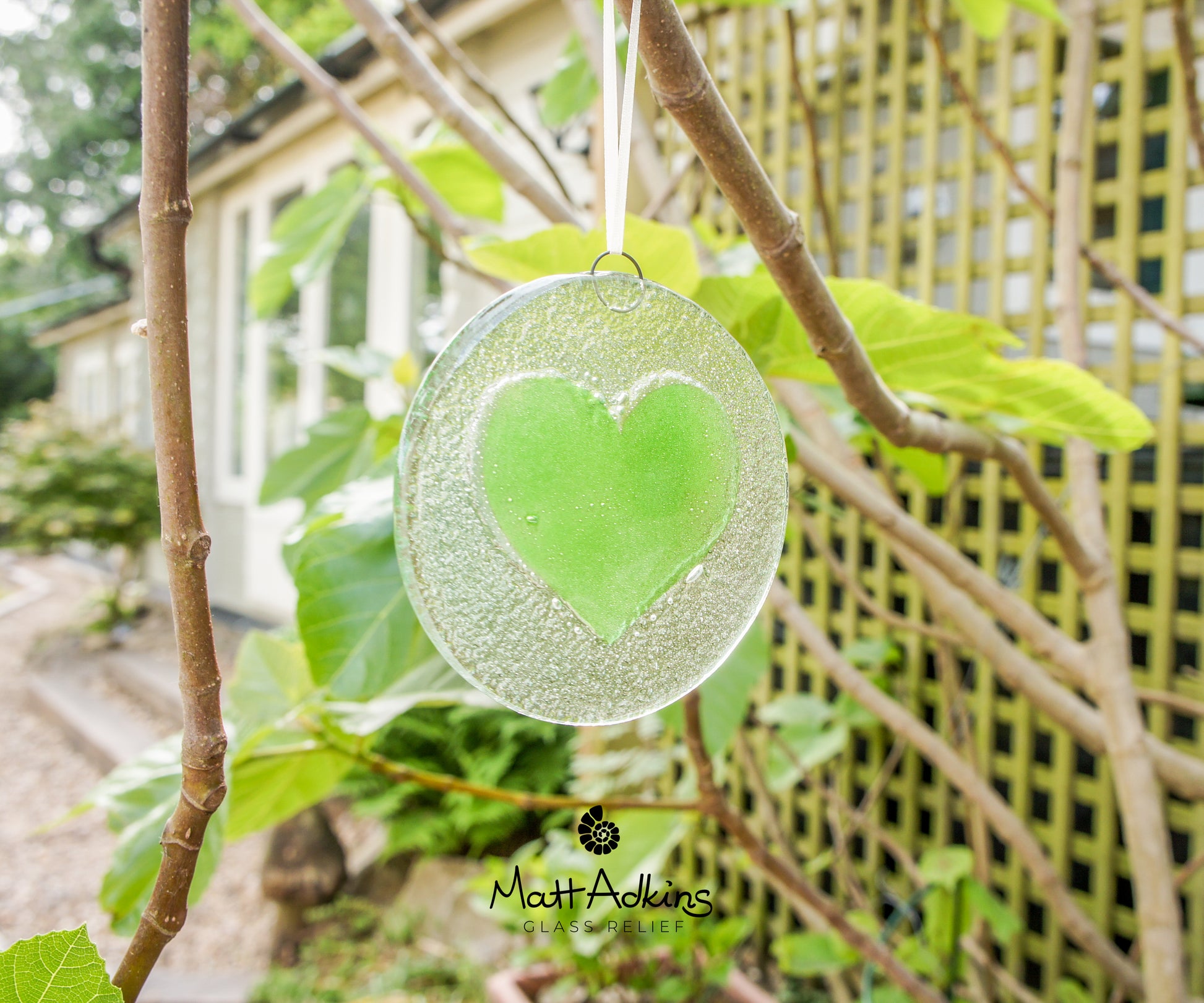 green heart suncatcher round hanging window