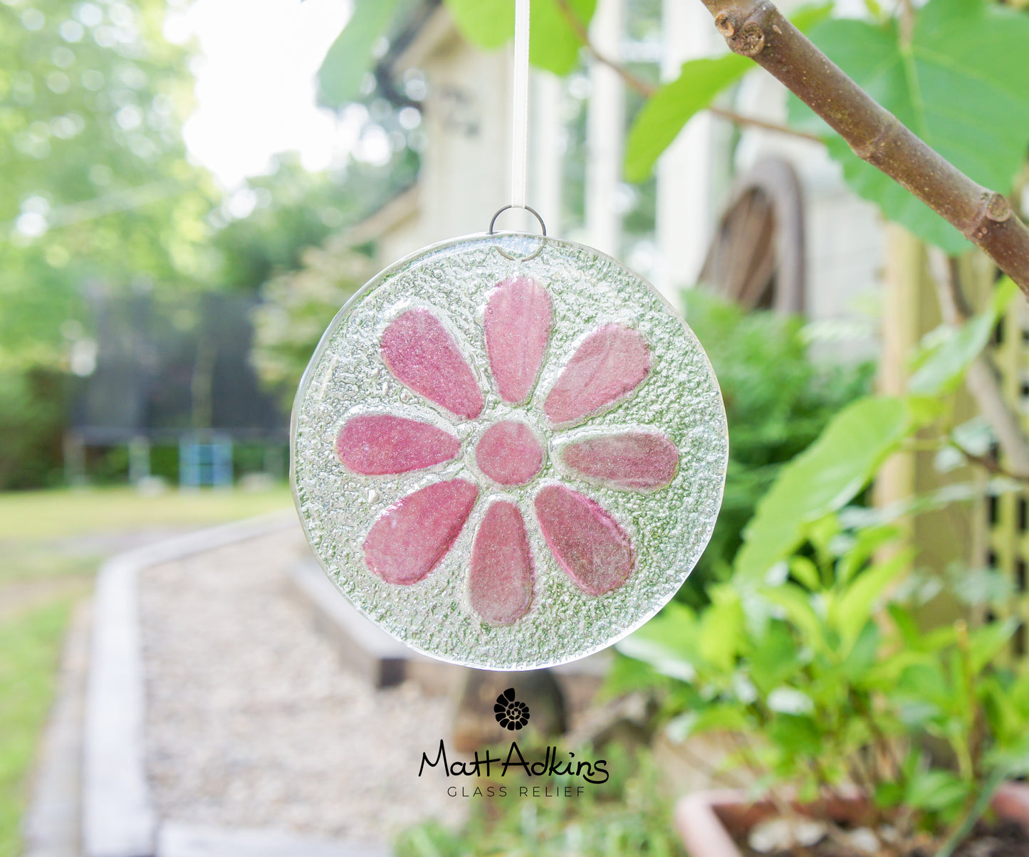 Cherry Daisy Glass Window Hanging Suncatcher - 12cm(5")