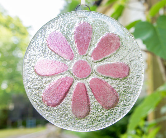 Cherry Daisy Glass Window Hanging Suncatcher - 12cm(5")