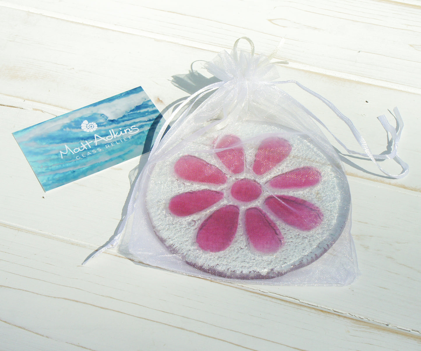 Cherry Daisy Glass Window Hanging Suncatcher - 12cm(5")