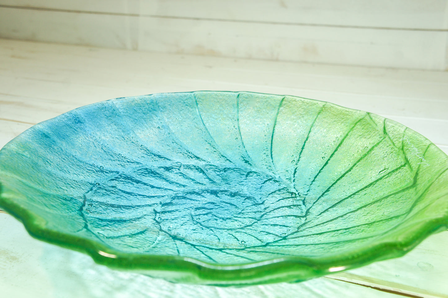 Ammonite Bowl - Lime Green, Blue Turquoise - 29cm(12")