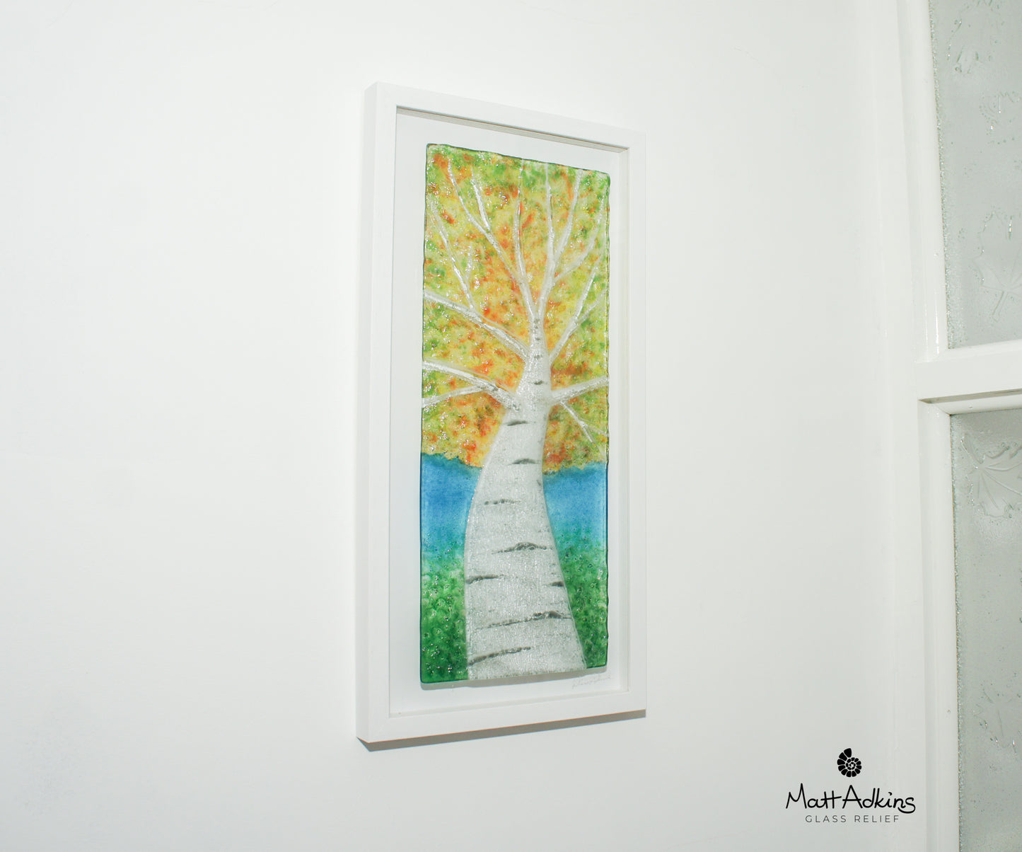 birch tree glass wall art picture frame