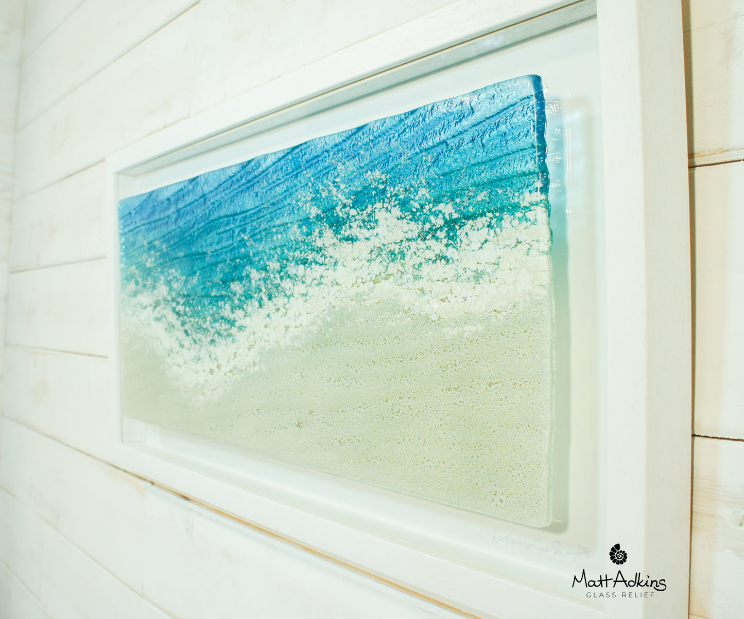 beach foam sea glass art frame wall art