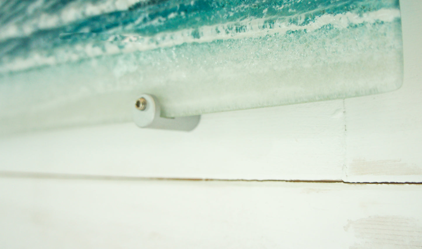 Bay Wave Art 96cmx47cm(38x18") | Turquoise Blue Bay Wave Wall Art with a set of 3 fixings