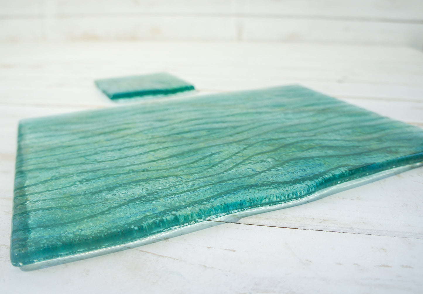 Placemat + Coaster - Seabed Turquoise Placemat 30x20cm(11 3/4 x 8 1/4") + matching coaster 10x10cm (4")