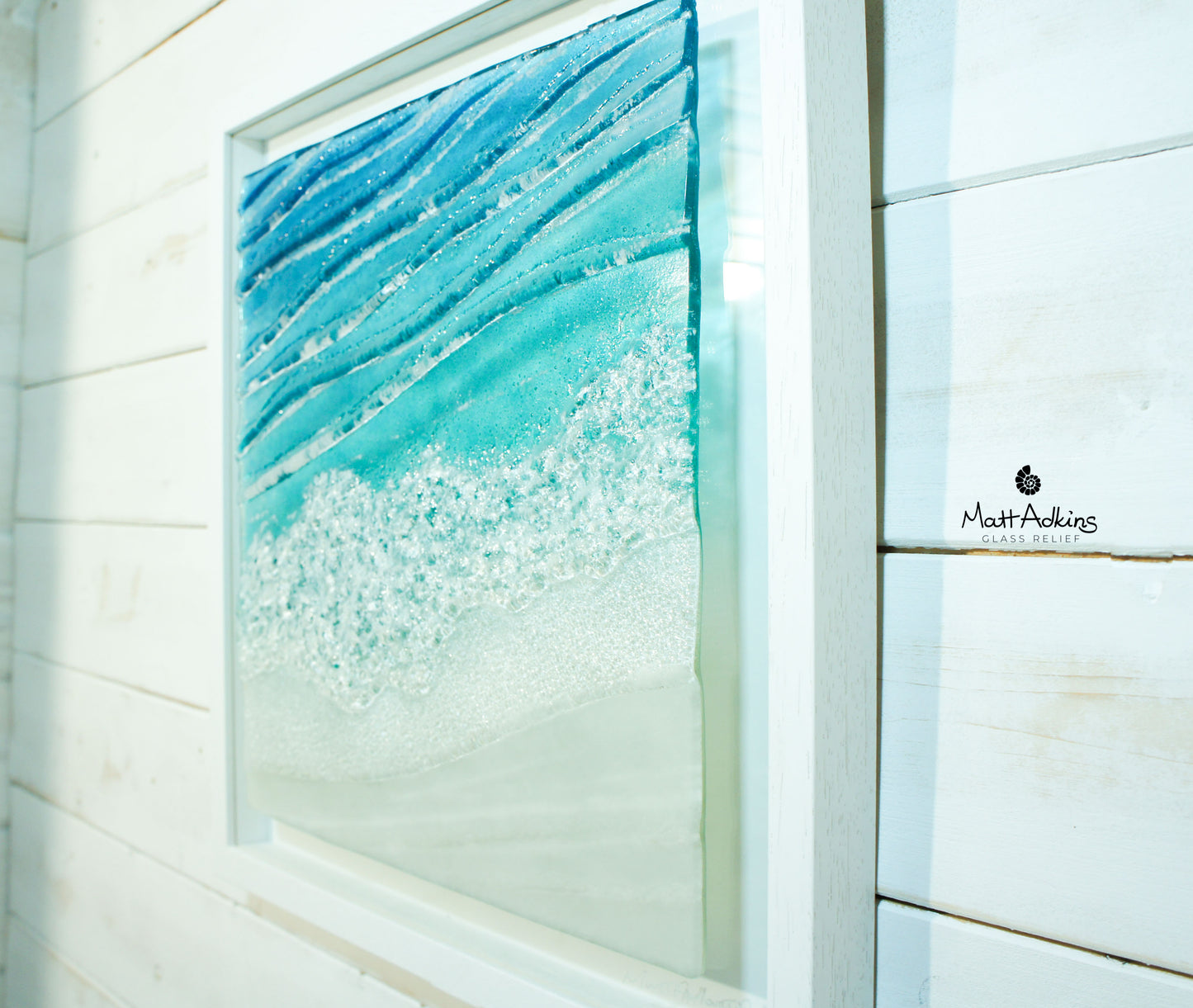 Large Fused Glass Wall Art Frame square 45x45cm
