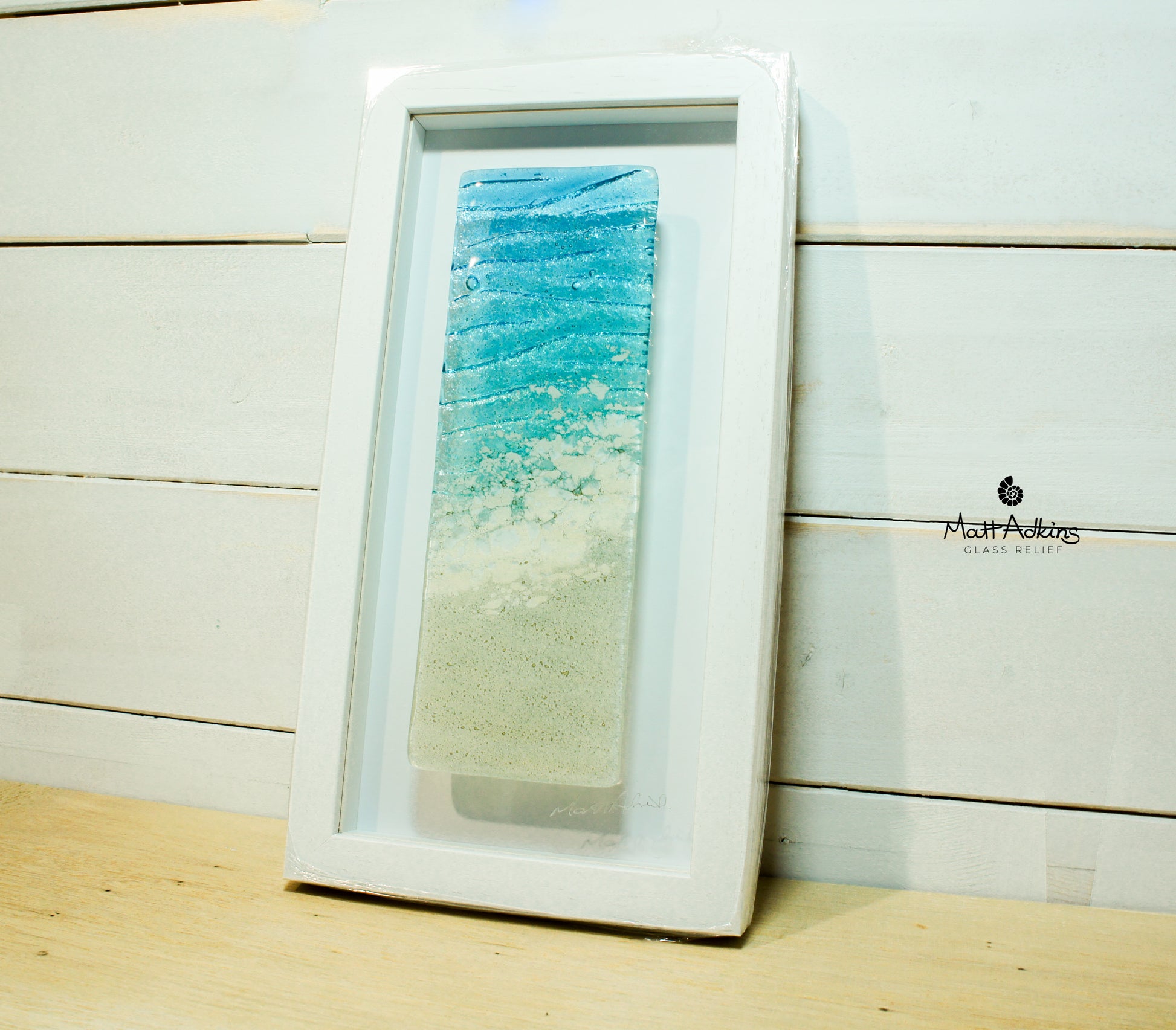beach wall art frame portrait fused glass