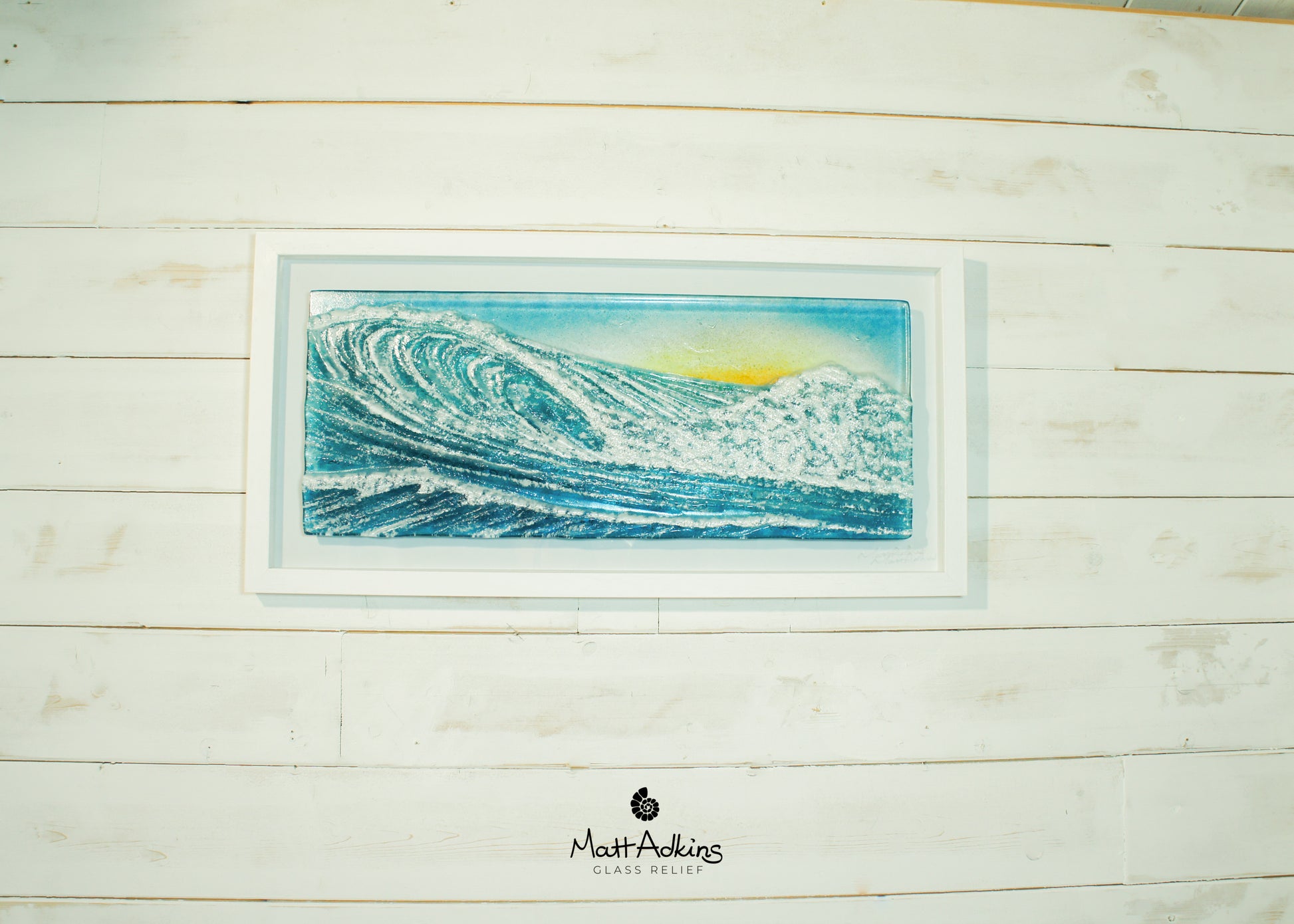 wave scultpure wall art frame 60x30cm