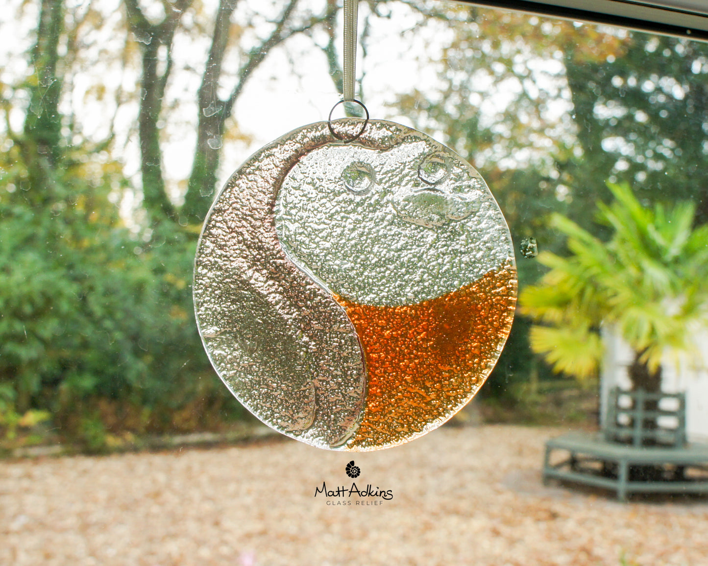 robin glass hanging suncatcher