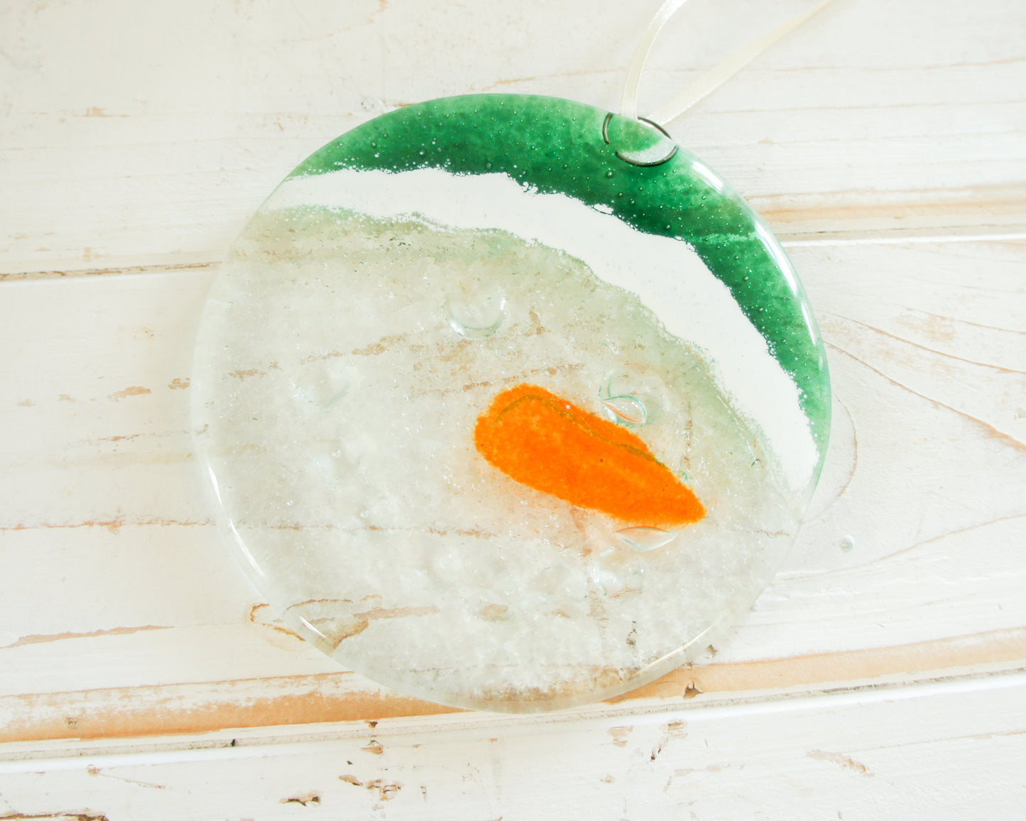Snowman Green Hat Suncatcher - 12cm(5")