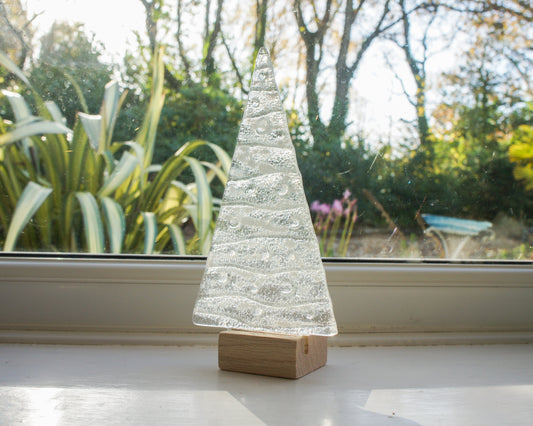 white fused glass christmas tree