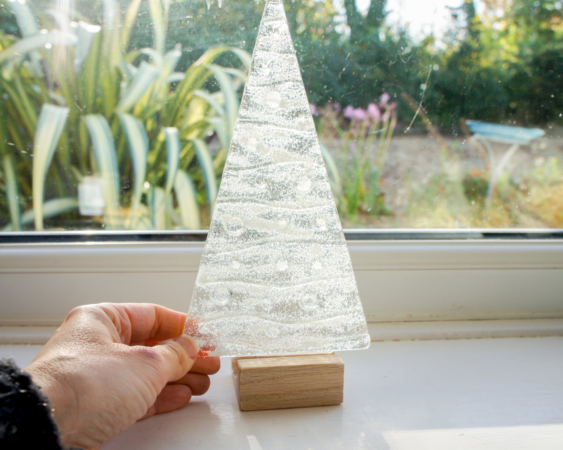 white fused glass christmas tree