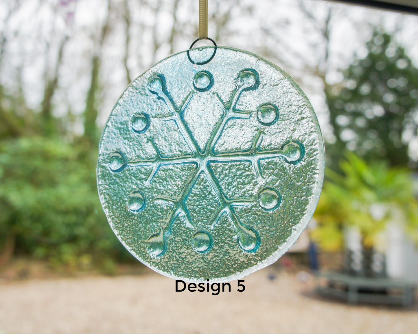 Snowflake Suncatcher Turquoise Design 5 - 12cm(5")