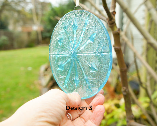 turquoise snowflake fused glass christmas decor