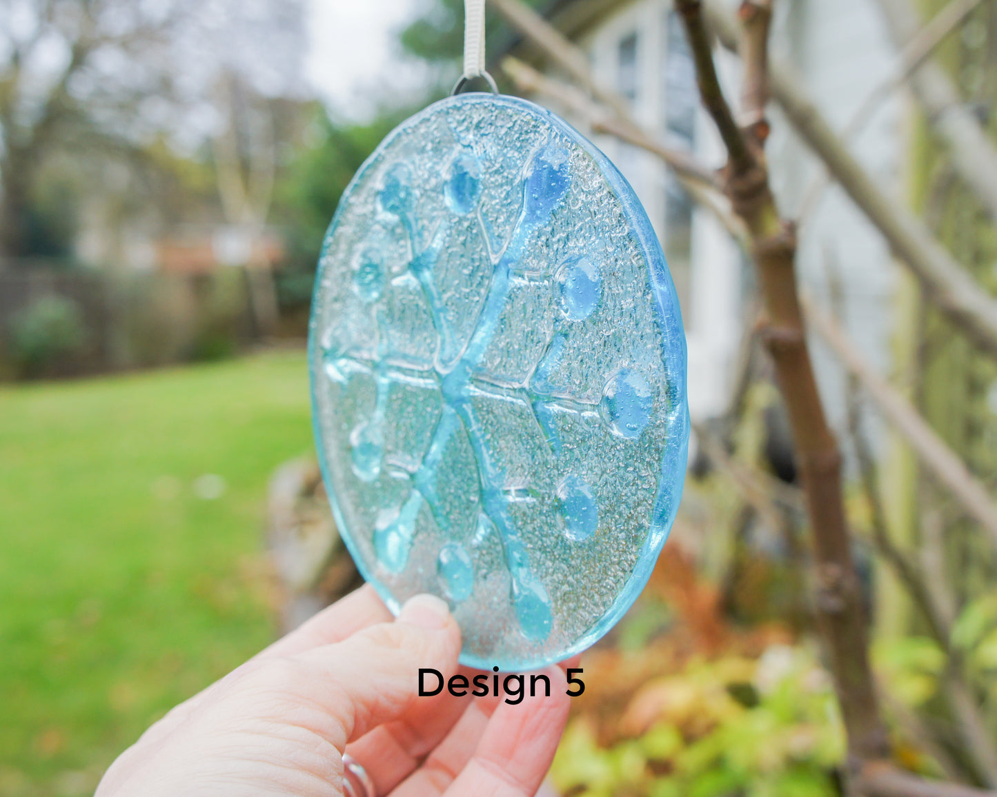 Snowflake Suncatcher Turquoise Design 5 - 12cm(5")