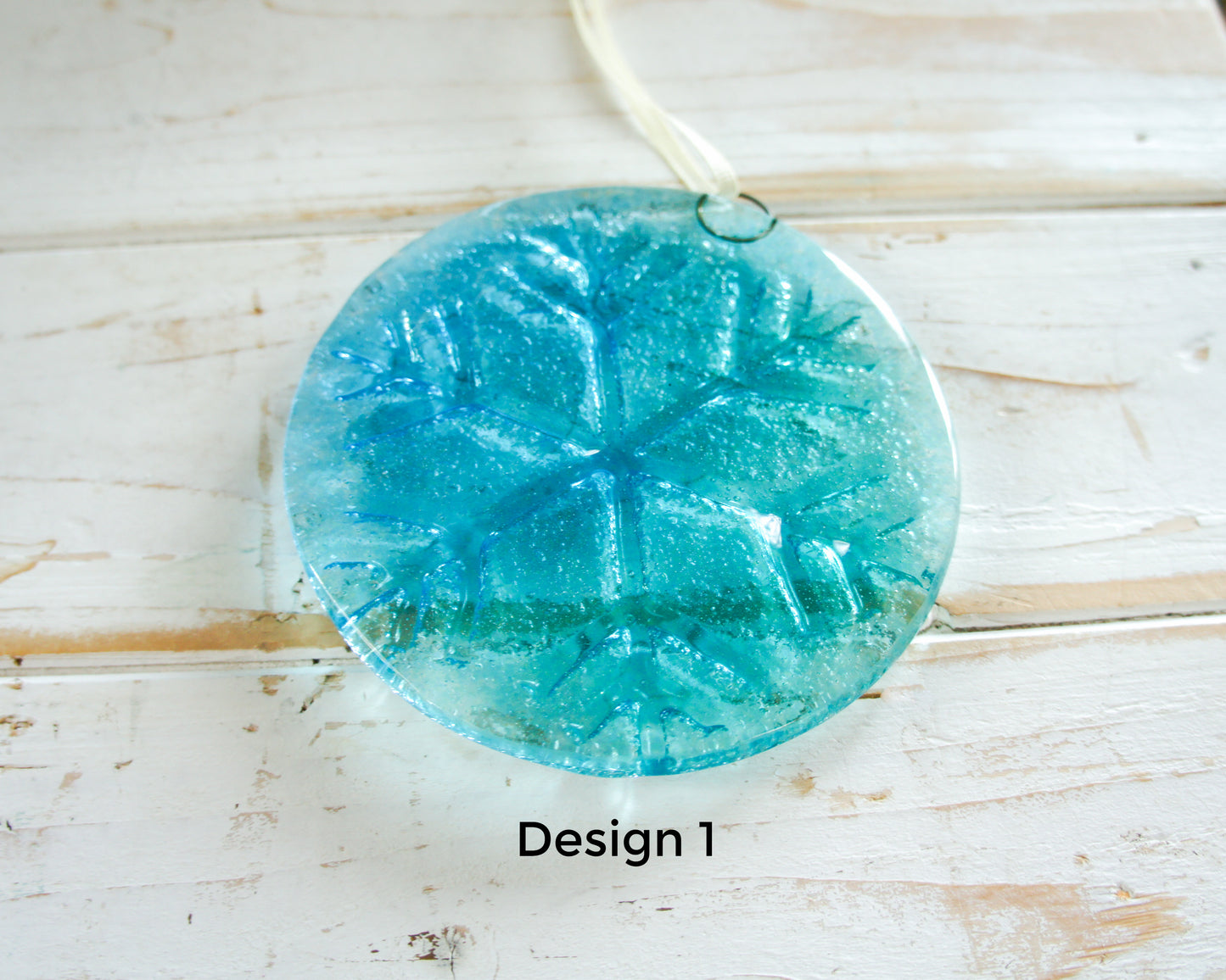 Snowflake Suncatcher Turquoise Design 1 - 12cm(5")
