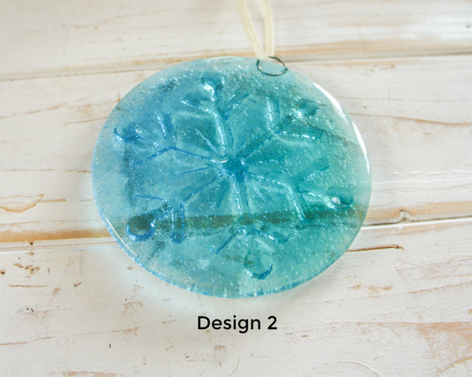 Snowflake Suncatcher Turquoise Design 2 - 12cm(5")