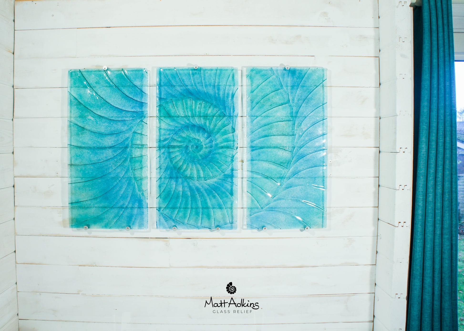 large ammonite wall artwork triptych