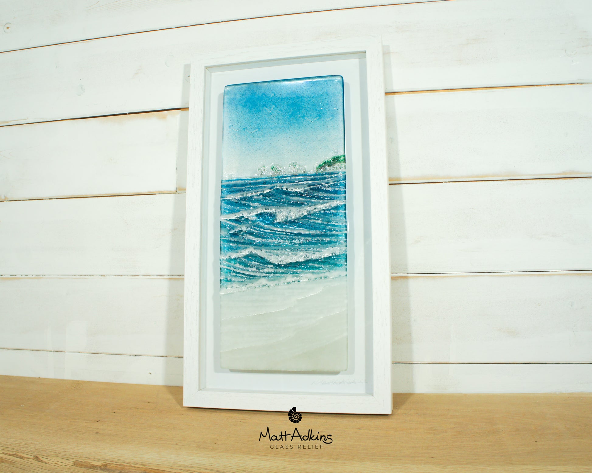 portrait wave glass wall art frame cliff