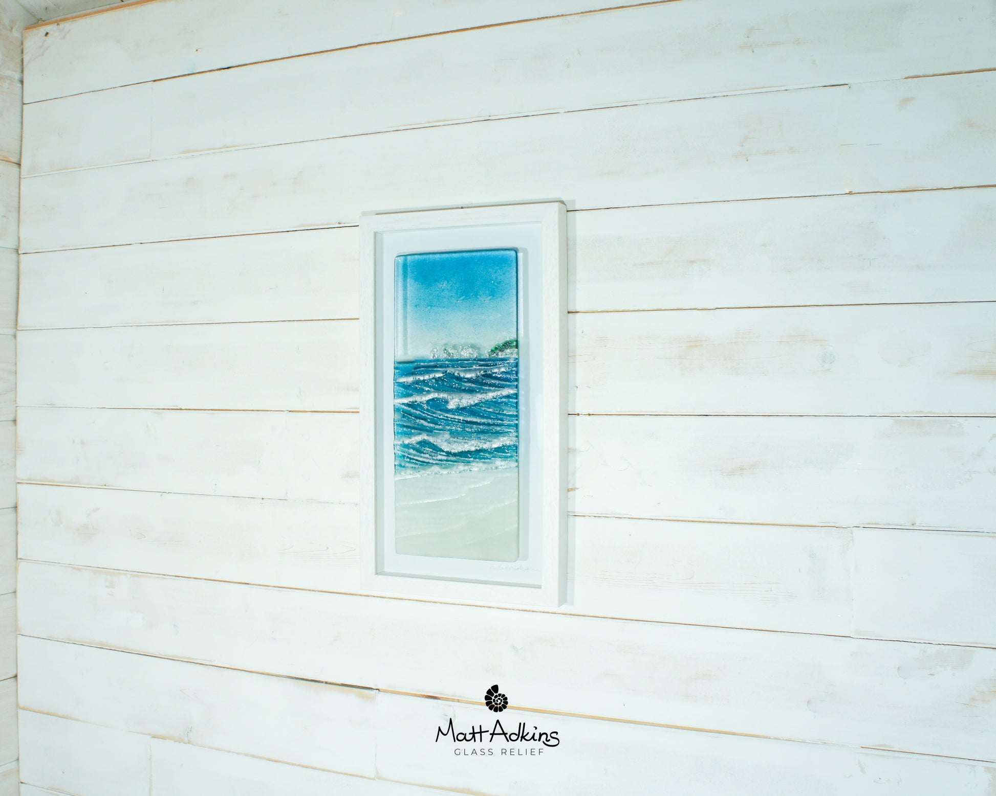 portrait wave glass wall art frame cliff