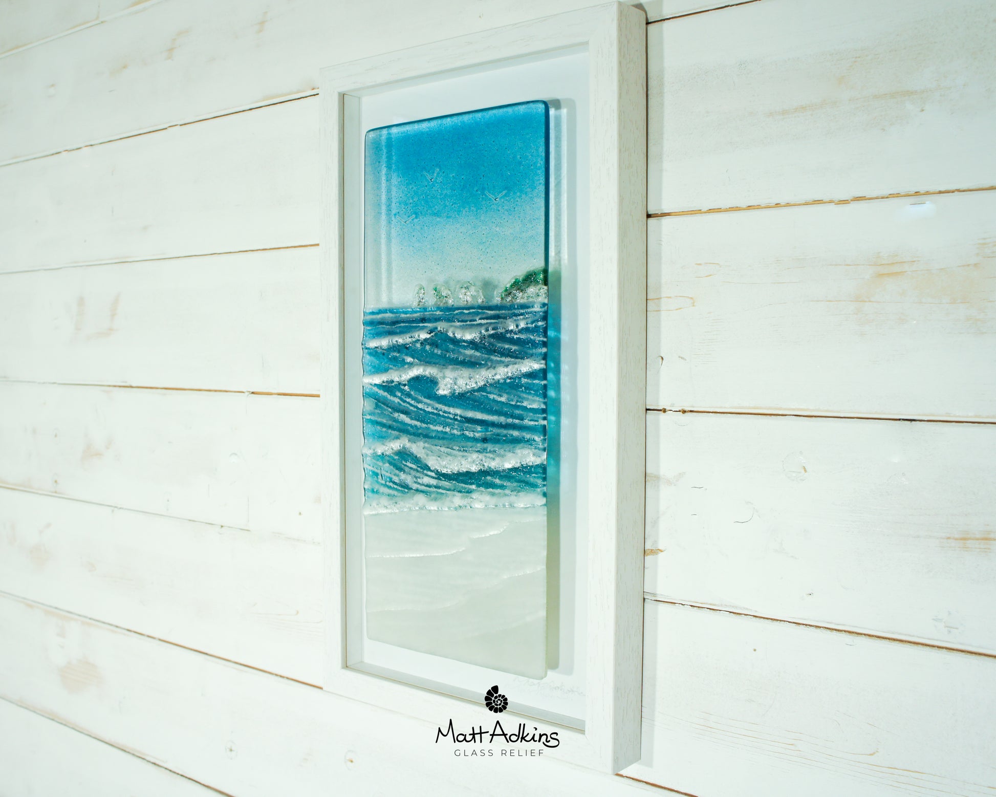 portrait wave glass wall art frame cliff