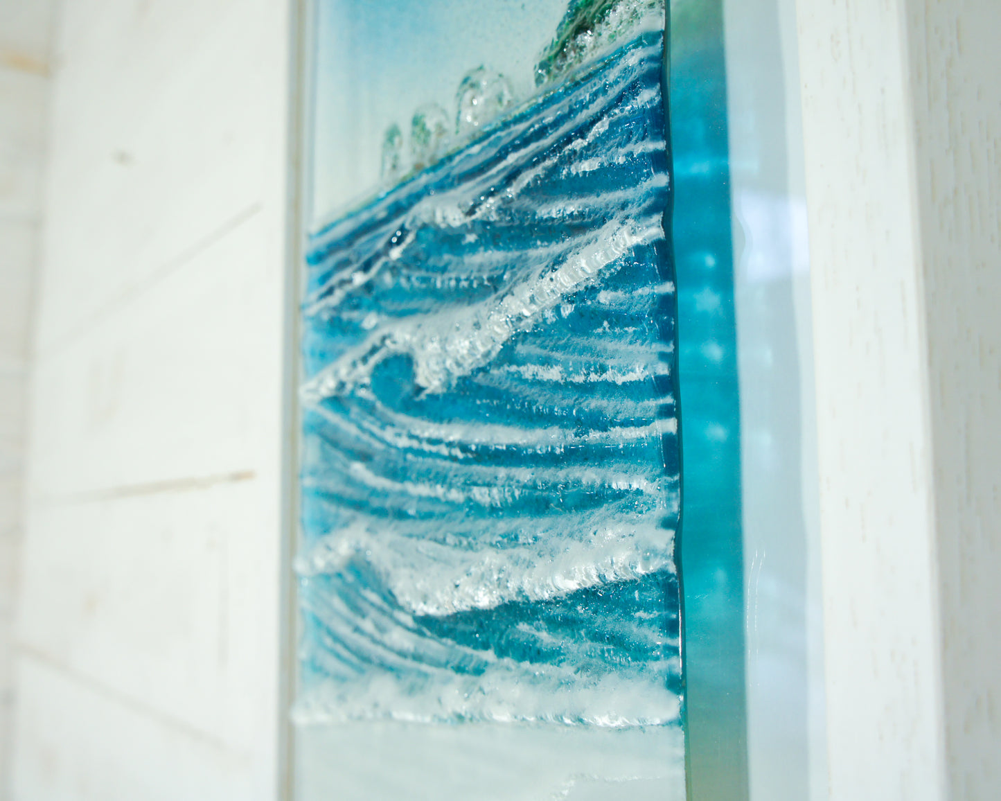 portrait wave glass wall art frame cliff