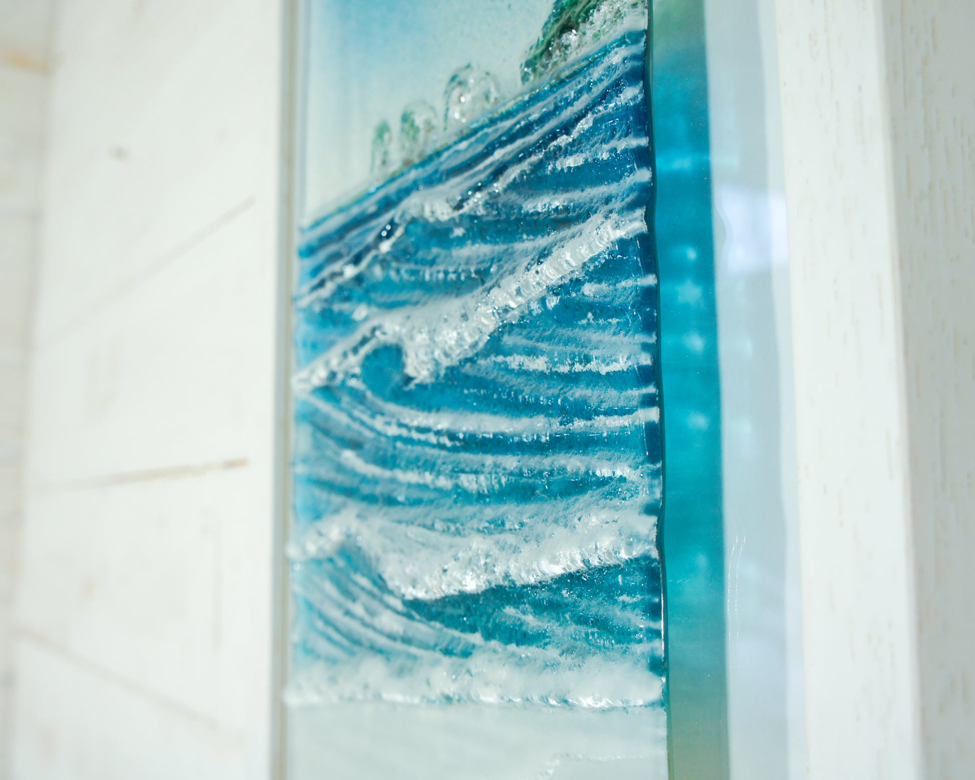 portrait wave glass wall art frame cliff